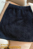 Yipinpay Mujer Moda Slim Sexy High Waist Wrap Hip Black Furry Skirt Women Mini Autumn Winter Bottom Wild Woolen Elegant Korean