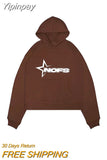 Yipinpay Popular Letter Print Hoodies Men Y2K New Harajuku Hip Hop Sweatshirts Punk Rock Casual Loose Pullovers Hot Fashion Hoodie