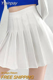 Yipinpay Japan Sweet Women Pleated Skirt Jk Sexy High Waist Mini Skirt Fashion Summer Slim A Line Button White Dancing Skirt New