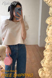 Yipinpay Temperament Zipper Round Puff Sleeve Top Crop Tweed Shirts Women Blusas Mujer De Moda 2023 Fall Elegant Blouse