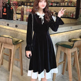 Yipinpay Black Color Dress Women Long-sleeved Dress Female 2023 New Korean Dresses for Women