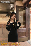 Yipinpay Knitted Sweater Dress Woman Slim Sexy Bodycon Y2k Mini Dress Elegant Party One Piece Dress Korean Casual 2023 Autumn Chic