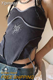 Yipinpay Women y2k Clothes Camisole Crop Tops Summer 2023 T-shirt Halter Open Back Sleeveless Slim Vest Vintage Aesthetic Tees Streetwear