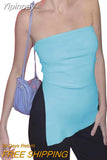 Yipinpay Women Knitted Tube Top Strapless Backless Irregular Slit Solid Color Summer Ladies Stretchy Vest for Club Party
