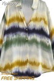Yipinpay Women Shirts And Blouses Tie Dye Button Up Shirt Women Loose Summer Fashion Woman Blouse 2023 Streetwear Long Sleeve Top