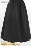 Yipinpay Elegant Women White Ball Gown Skirts Chic Women Party High Waist Midi Skirts Spring 2023 Pleated Long Skirts Female