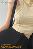 Yipinpay Sporty Tank Top Feminine Spring Summer Fashion Slim Sleeveless Cropped Tops Solid Corsets for Women 4 Colors