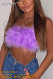 yipinpay Tank top Women Feather Top Pink Streetwear Y2K 2023 Summer Clothing Sleeveless Tops Spaghetti Strap Camis Chic Crop Top