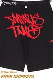 Yipinpay Gym Shorts Y2K Hip Hop Animation Embroidery Harajuku Fashion Casual Denim Shorts Men Street Retro Loose Fitting Shorts