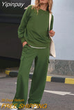Yipinpay Fashion 2023 Pocket Cargo Pants Sets Green Two Piece Sets Women Street Outifits Pullover And Pants Women Tracksuits