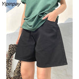 Yipinpay High Waist Denim Shorts Feminino 2023 Spring Oversized Casual Jeans Shorts Women White Wide Leg Short Pants