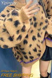 Yipinpay Sweater Sueter Mujer Y2k Top Jumper Pullover Khaki Leopard Sweater Women Clothes Knit Green Printed Style 2023 New