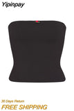 Yipinpay Women's Y2K Fairy Bandeau Summer Casual Strapless Backless Flower Patchwork Hotsweet Ladies Vest for Club Party