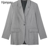 Yipinpay New Two Pieces Sets Women 2023 Autumn Chic Fashion Single Button Blazers Jackets High Wasit Shorts Women Sets