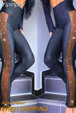 Yipinpay women fashion 2023 new Mesh Patch Buckled High Waist casual Pants sexy Skinny Daily women's bottom new fashion