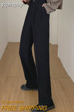 yipinpay Women Elegant Suit Pants Harajuku Casual Slim High Waist Straight Wide Leg Pants Office Ladies Chic Korean Pantalons