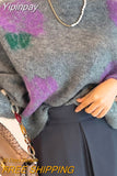 Yipinpay Pullovers Mohair Flower Sweater Jumper Sueter Mujer Autumn Winter Oversized Sweater Women Chic Fashion Knit Coat Top