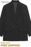 Yipinpay 2023 Black Oversize Blazer Woman Double Breasted Office Elegant Female Blazer Casual Long Sleeve Women's Spring Jacket