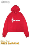 Yipinpay Popular Letter Print Hoodies Men Y2K New Harajuku Hip Hop Sweatshirts Punk Rock Casual Loose Pullovers Hot Fashion Hoodie