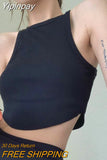 Yipinpay Summer Women Bodycon Camisole Solid Color Round Neck Sleeveless Cropped Tank Tops White Black Casual Hot Fashion