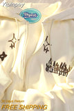 Yipinpay New Stars Love Flocking Zipper Hoodies Women Street Fashion Lazy Wind Sweatshirts Couple Casual Loose Thick Cardigan Hoodie