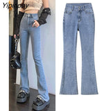 Yipinpay High Waist Stretch Flare Jeans Woman Casual Korean Bell Bottom Denim Pants Jeans Pantalones Vaqueros