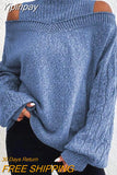 Yipinpay new fashion causal winter autumn Cold Shoulder Lantern Sleeve Sweater pullover tops fall outfits women female clothing
