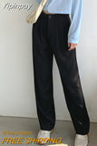 Yipinpay Women Loose Suit Wide Leg Pants Elegant Office Lady Casual Straight Trousers Harajuku Fashion High Waist Solid Pants