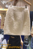 Yipinpay Mujer Moda 2023 Retro High Waist Slim Woolen A Line Hip Wrap Black Tweed Skirt Mini Jupe Oversize Wild Sexy
