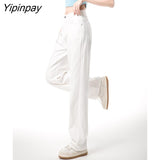 Yipinpay White High Waisted Jeans For Women 2023 Casual Straight Denim Wide Leg Pants Loose Streetwear Y2k Woman Jeans