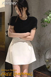 Yipinpay Line Puffy Mini Black Skirt Women High Waist Korean Style Fall Wild Casual Sexy Retro Y2k Suits Faldas Mujer Moda 2023 Jupe