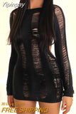 Yipinpay Cut Out Long Sleeve Dress Women Mini Backless Bodycon Female Dresses New Summer Sexy Party Club Ladies Vestidos S M L