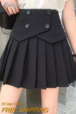Yipinpay Pleated Skirt Women Kawaii Black Patchwork High Waisted Mini Skirts for Girls Summer Korean Fashion Preppy Style Elegant