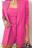 Yipinpay Spring Summer Women Blazer Set Fashion Elegant Inside Vest Top Blazer and High Waist Shorts 3piece Set Casual Shorts Suit