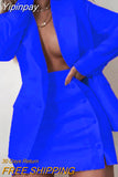 Yipinpay Women 2 Piece Set Fashion Streetwear Long Sleeve Blazer Jacket Sets + Skirt Slim Suit Elegant Office Lady Casual Coat Suits