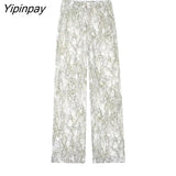 Yipinpay New Summer Women Animal Print Shirt Pants Sets 2023 Turn-Down Collar Soft Blouse Casual Elastic Waist Pants Outwear