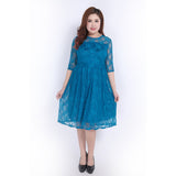 Yipinpay Style Fat MM Large Size Elegant Dress Dress Medium Sleeve Dress Lace Skirt