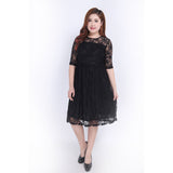 Yipinpay Style Fat MM Large Size Elegant Dress Dress Medium Sleeve Dress Lace Skirt