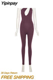 Yipinpay Summer One Shoulder Rompers Womens Jumpsuit Y2K Hollow Out Sexy Backless Jumpsuits Femme Active Wear Fitness Overalls