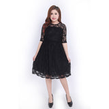 Yipinpay Style Fat MM Large Size Elegant Dress Dress Medium Sleeve Dress Lace Skirt