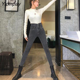 Yipinpay High Waist Skinny Jeans Woman Stretch Distress Jeans Denim Pants Korean Casual Vinatge Pantalon Femme Jean