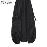 Yipinpay 2023 Women Fashion Frock Straight Skirt Spring Autumn Causal Solid High Waist Vintage Skirt Elastic Waist Streetwear