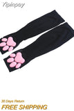 Yipinpay Lolita Sunscreen Arm Sleeves, 3D Simulation Silicone Cat Claw Anti-Skid Mittens Skin-Friendly Arm Cover for Women