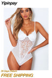 Yipinpay Sexy Lace Bud Sling Women Bodysuit Teddy Lingerie Strap Floral Snap Erotic Lingerie Crotch Body Sculpting Skin-Friendly