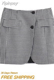 Yipinpay Fashion Plaid Skirt Set Mini Skirt + Women's Blazers Suits Two Piece Set for Women Chic and Elegant Woman 2 Piece Suits