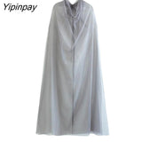 Yipinpay Women See Through Tulle Shawl Capes 2023 New Fashion Summer Thin Loose Tulle Tops Long Cloak Custom Cape Shawls