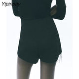 Yipinpay Women Chic Fashion Solid Tassel Shorts Spring Autumn Vintage High Waist Female Short Pants Mujer Side Zipper