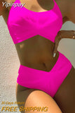 Yipinpay Women Swimsuit Female High Waisted Swimwear Solid Bikini Push Up Bikini Set Bathing Suit Swimming Suits Beachwear