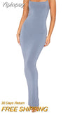 Yipinpay Backless Spaghetti Strap Bodycon Dress Women Sexy Sleeveless Sling Long Pencil Dress Casual Streetwear Night Outfit
