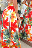 Yipinpay Print Backless Maxi Dress Summer Dress Women Fashion Party Elegant Clothes